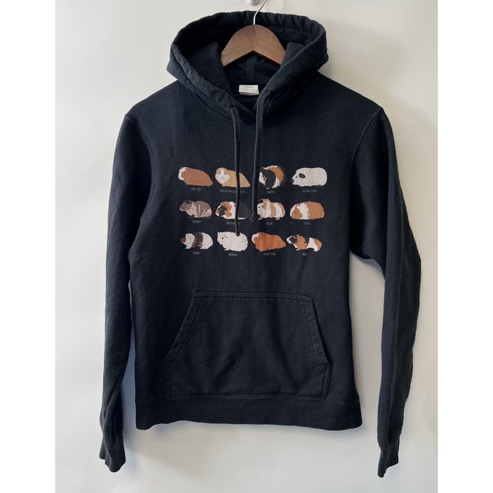 Guinea Pig Men's Long Sleeve Hoodie Pullover Sweatshirt Unisex Small Black Pets